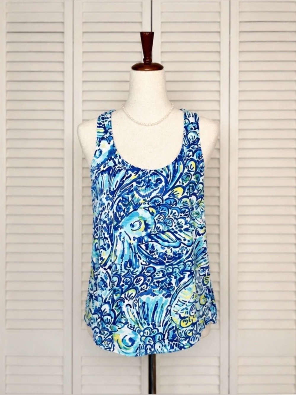 Lilly Pulitzer Cordelia Blue Paisley Racerback  Tank | Size Small - Picture 2 of 9